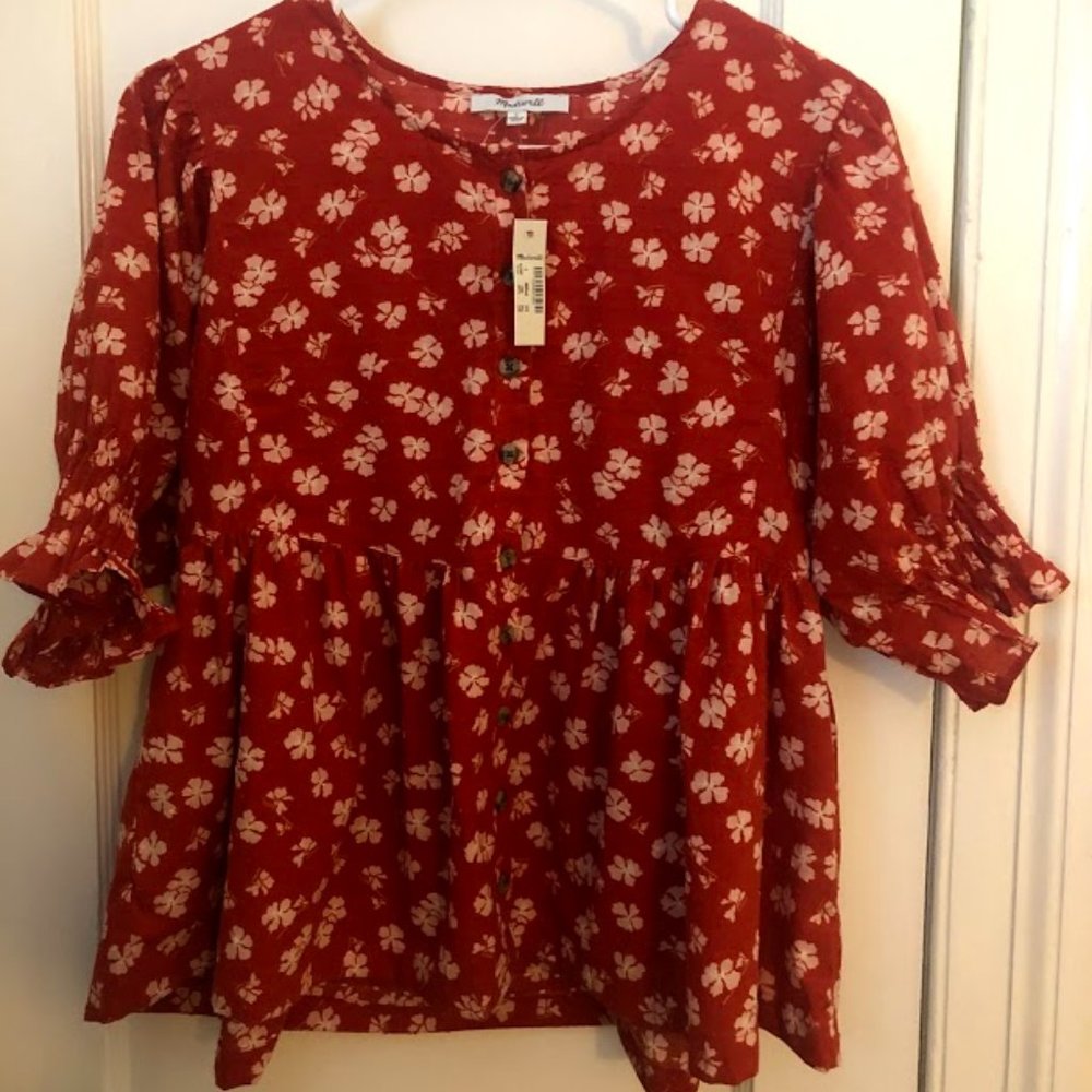 Madewell red floral blouse- S